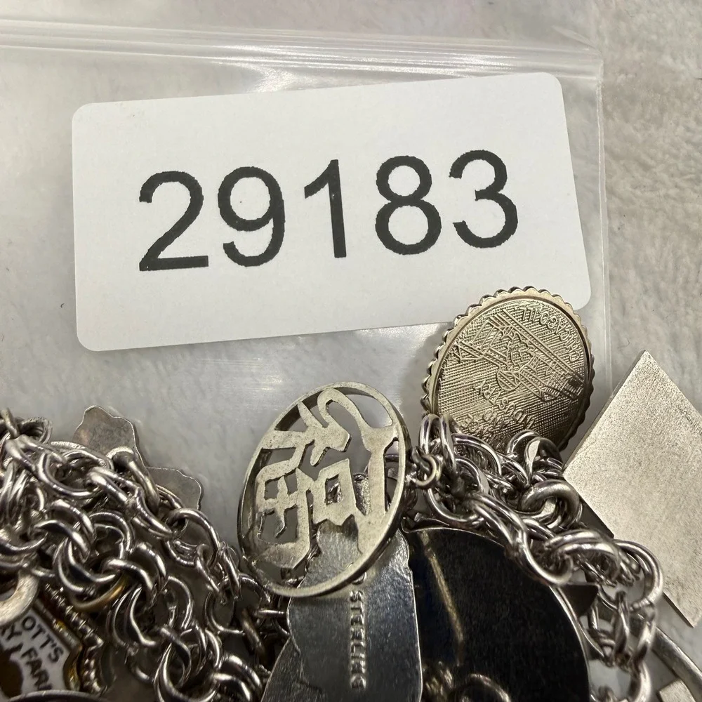 Vintage Mostly Sterling Silver Charm Bracelet Travel Souvenir Disneyland 7in